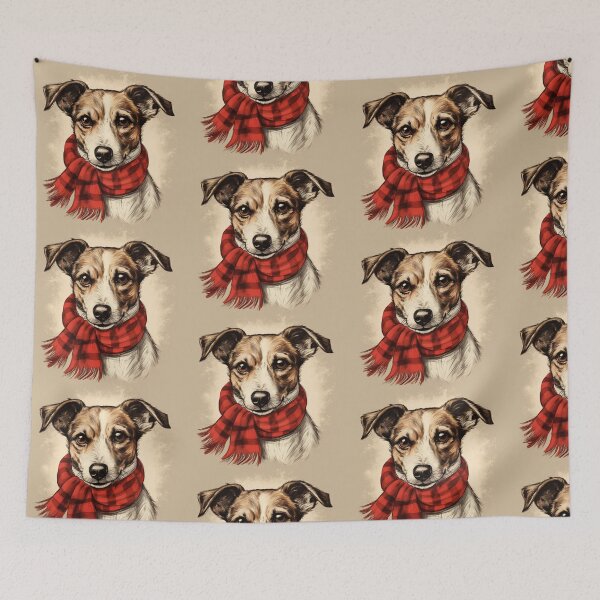 Item preview, Jack Russell Christmas Plaid Watercolor designed and sold by rafaeltto.