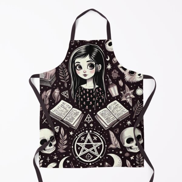 Item preview, Neo-Gothic Wicca: Spooky Pattern with Skulls, Cats, Leaves, Moon, Spellbooks, and Pentacles designed and sold by Wicc-a.