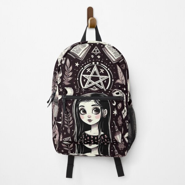 Item preview, Neo-Gothic Wicca: Spooky Pattern with Skulls, Cats, Leaves, Moon, Spellbooks, and Pentacles designed and sold by Wicc-a.