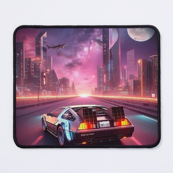 Item preview, delorean in futuristic city designed and sold by stylesynthesis.