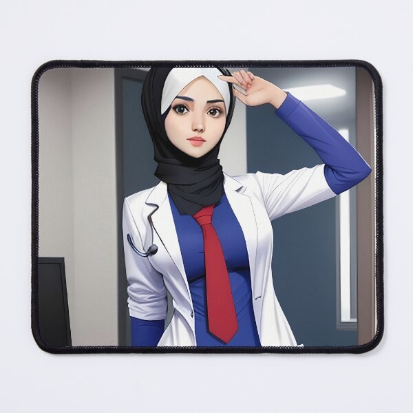 Item preview, Hijabi Doctor Anime Character. Beautiful Muslim woman wearing Hijab designed and sold by AnimeAero.