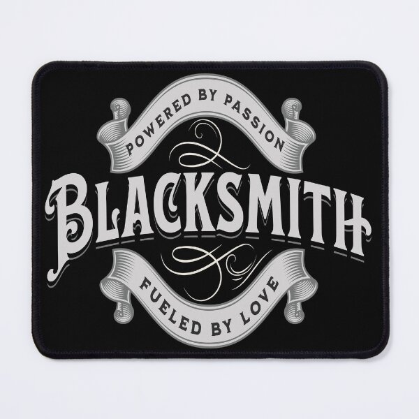 Item preview, Blacksmith powered by passion fueled by love smith gift ornamental ribbon designed and sold by MetalicBabe.