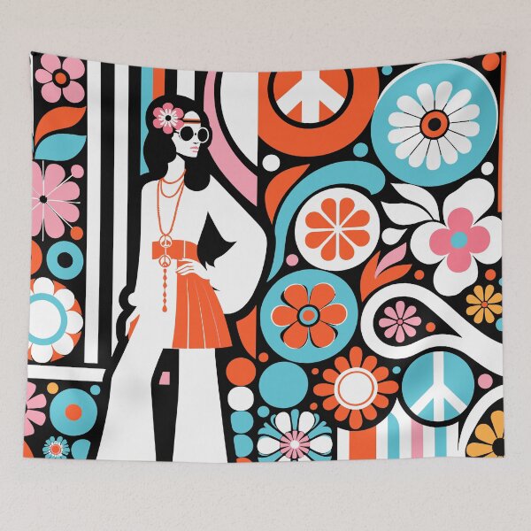 Item preview, Vintage pattern hippie hippy girl flower power summer love designed and sold by Martymcflay.