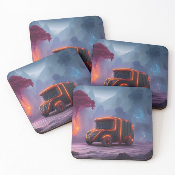 Item preview, A black and orange delivery truck designed and sold by Paw's Arts.