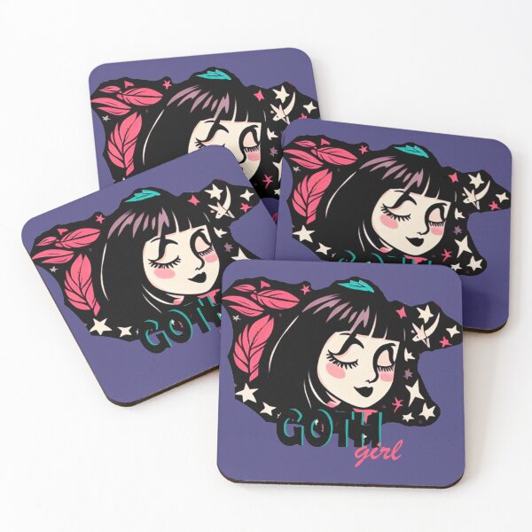 Item preview, Goth Girl: Neo-Gothic Illustration with Leaves and Stars designed and sold by Wicc-a.