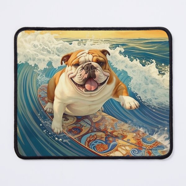 Item preview, Bulldog having a blast on a surf board designed and sold by Liljinkzy.