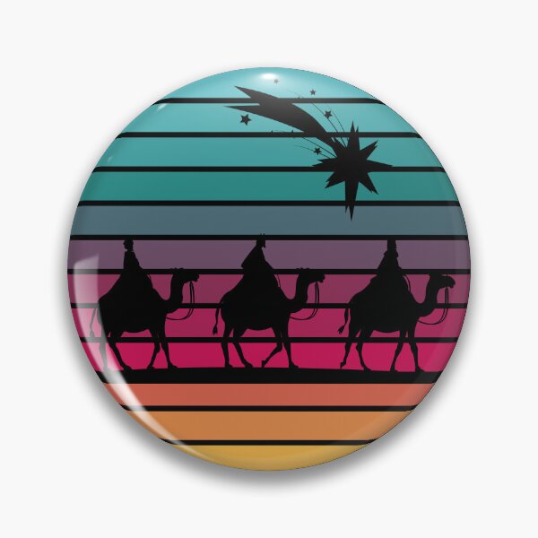 Item preview, Three Wise Men following star silhouette with retro sunset designed and sold by Brasilia.