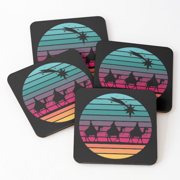 Item preview, Three Wise Men following star silhouette with retro sunset designed and sold by Brasilia.