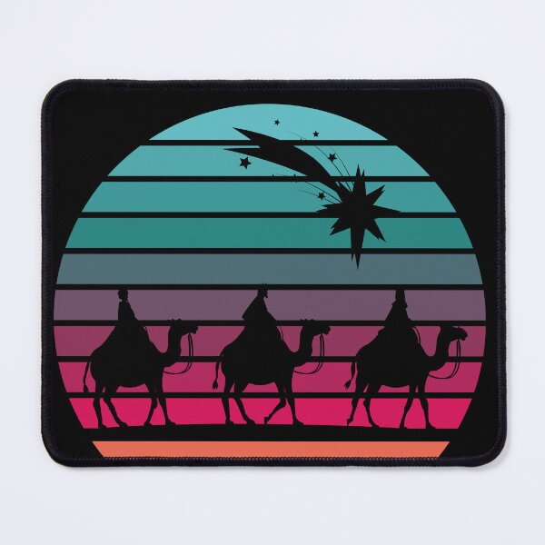 Item preview, Three Wise Men following star silhouette with retro sunset designed and sold by Brasilia.