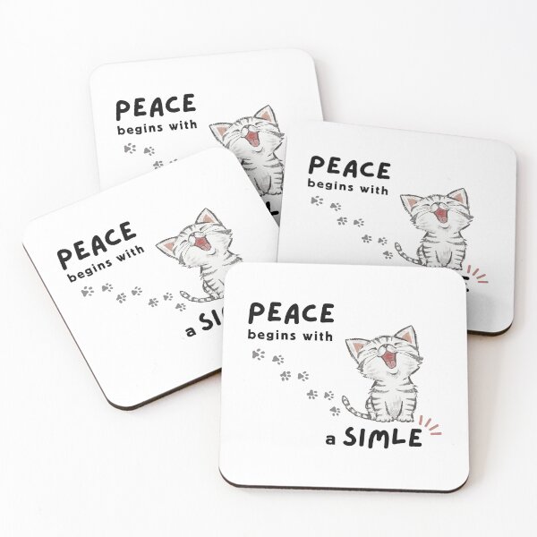 Item preview, Peace Begins with a Smile, Silver Cat's pawprints designed and sold by Mika2525-smile.