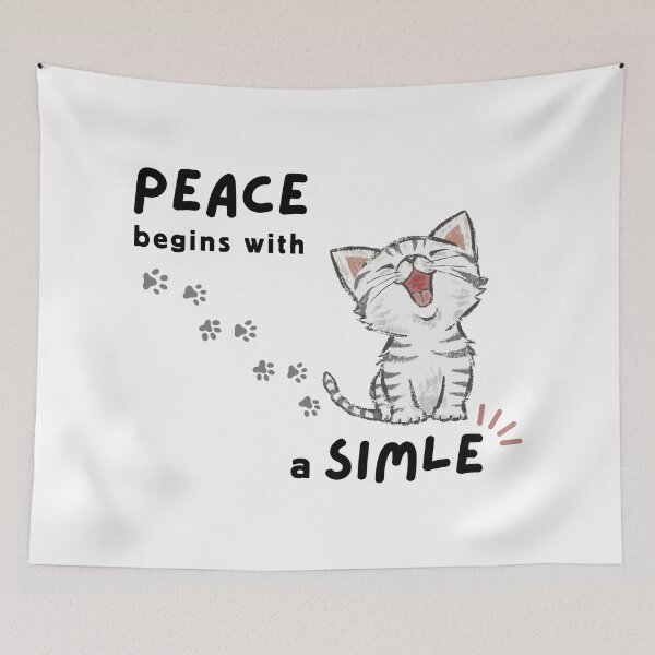 Item preview, Peace Begins with a Smile, Silver Cat's pawprints designed and sold by Mika2525-smile.
