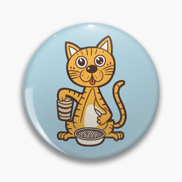 Item preview, cute and smiley orange cat sitting in its cat litter box designed and sold by The  Knick Knack Nook.