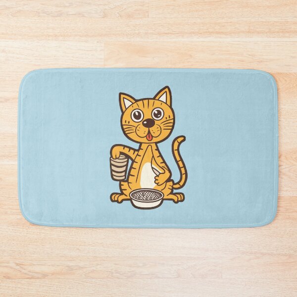 Item preview, cute and smiley orange cat sitting in its cat litter box designed and sold by The  Knick Knack Nook.