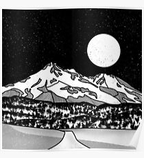 Mount Shasta Black and White Poster