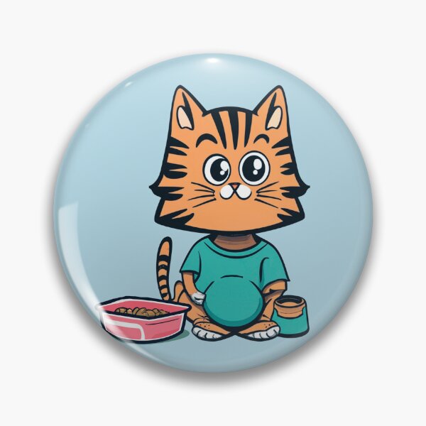 Item preview, cute and smiley orange cat sitting in its cat litter box designed and sold by The  Knick Knack Nook.