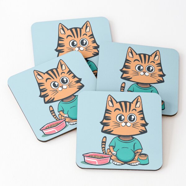 Item preview, cute and smiley orange cat sitting in its cat litter box designed and sold by The  Knick Knack Nook.