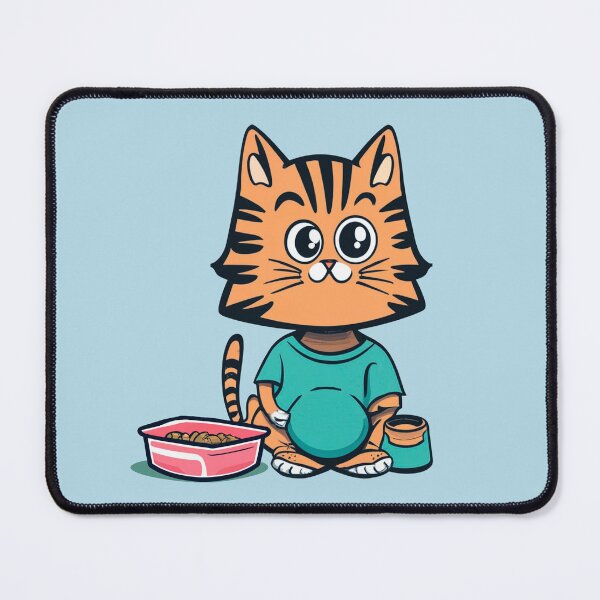 Item preview, cute and smiley orange cat sitting in its cat litter box designed and sold by The  Knick Knack Nook.