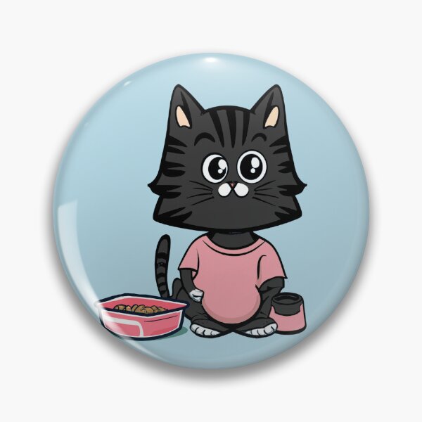 Item preview, cute and smiley black cat sitting in its cat litter box designed and sold by The  Knick Knack Nook.