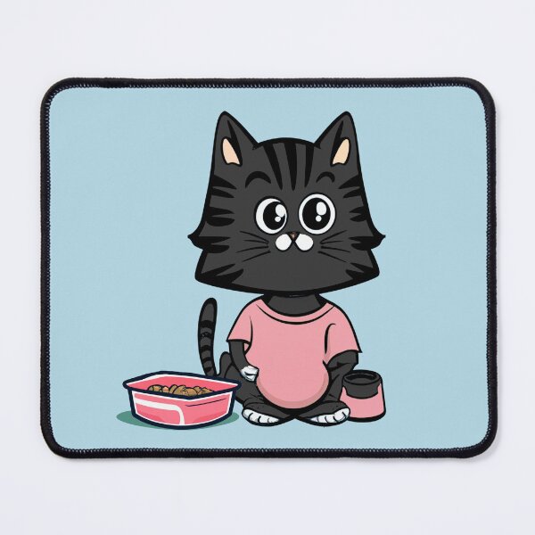 Item preview, cute and smiley black cat sitting in its cat litter box designed and sold by The Knick Knack Nook.