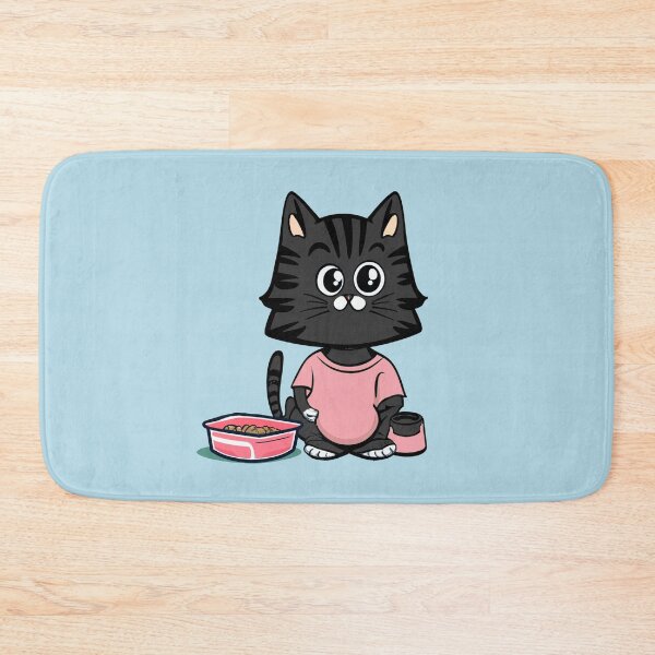 Item preview, cute and smiley black cat sitting in its cat litter box designed and sold by The  Knick Knack Nook.