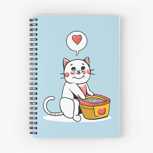 Item preview, cute and smiley black cat sitting in its cat litter box designed and sold by The  Knick Knack Nook.