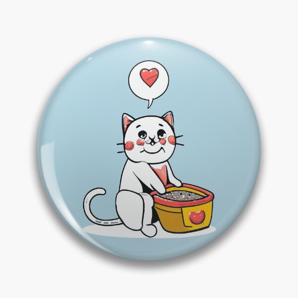 Item preview, cute and smiley black cat sitting in its cat litter box designed and sold by The  Knick Knack Nook.