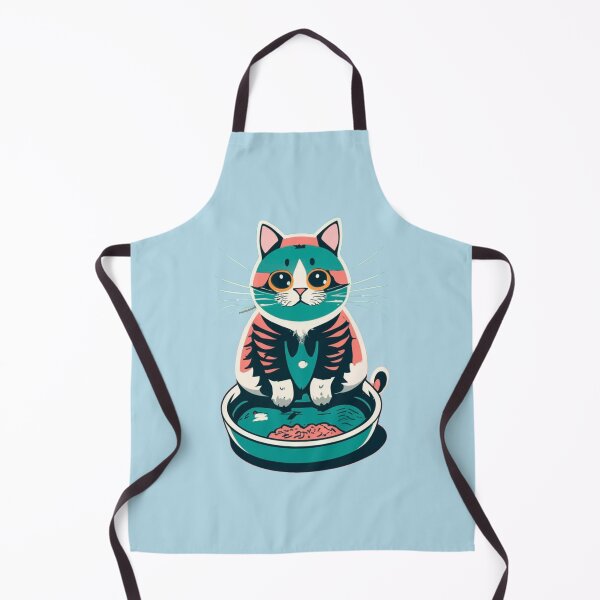 Item preview, cute and smiley blue cat sitting in its cat litter box designed and sold by The Knick Knack Nook.