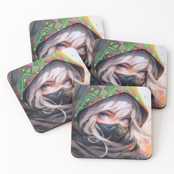 Item preview, Cool Colorful Masked Assassin Anime Girl designed and sold by bubblegoth.