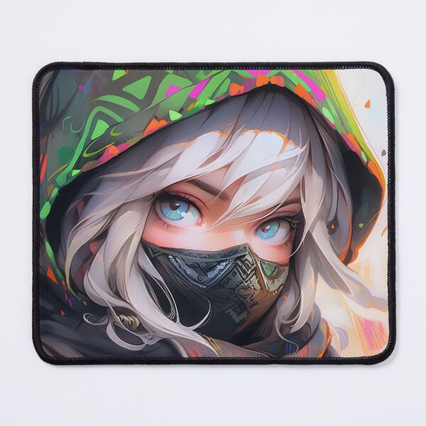 Item preview, Cool Colorful Masked Assassin Anime Girl designed and sold by bubblegoth.