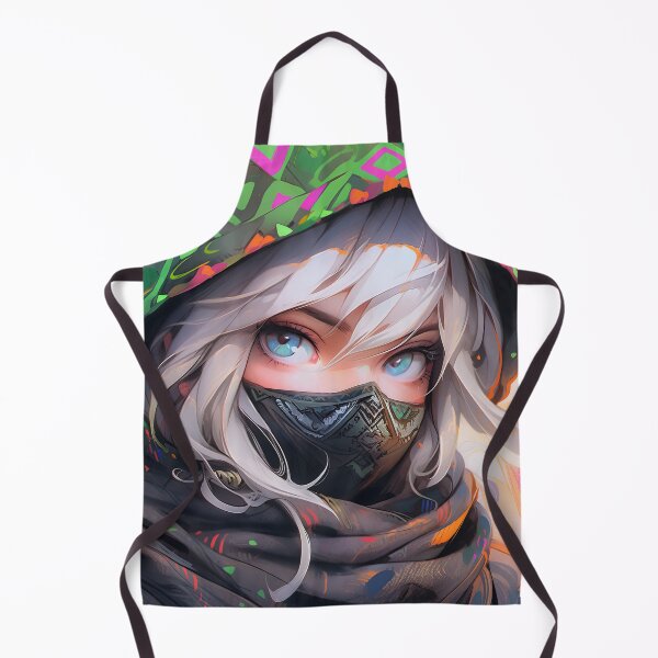 Item preview, Cool Colorful Masked Assassin Anime Girl designed and sold by bubblegoth.