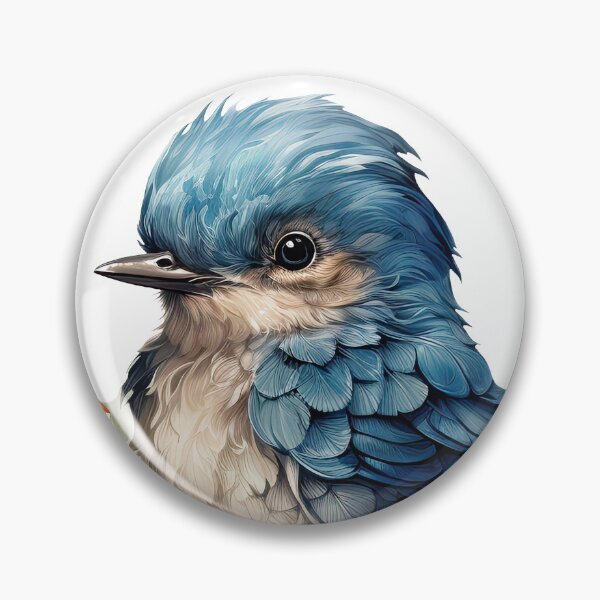 Item preview, Watercolor Cute Blue Bird Whimsical Woodland Mushroom Forest  designed and sold by InkwaveDesigns.