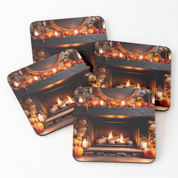 Item preview, Cozy fall fireplace, cosy autumn fireplace designed and sold by DreamlifeBackgrounds.