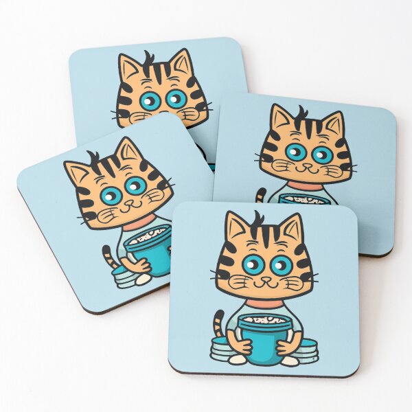 Item preview, cute and smiley black cat sitting in its cat litter box designed and sold by The  Knick Knack Nook.