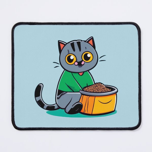 Item preview, cute and smiley gray cat sitting in its cat litter box designed and sold by The  Knick Knack Nook.