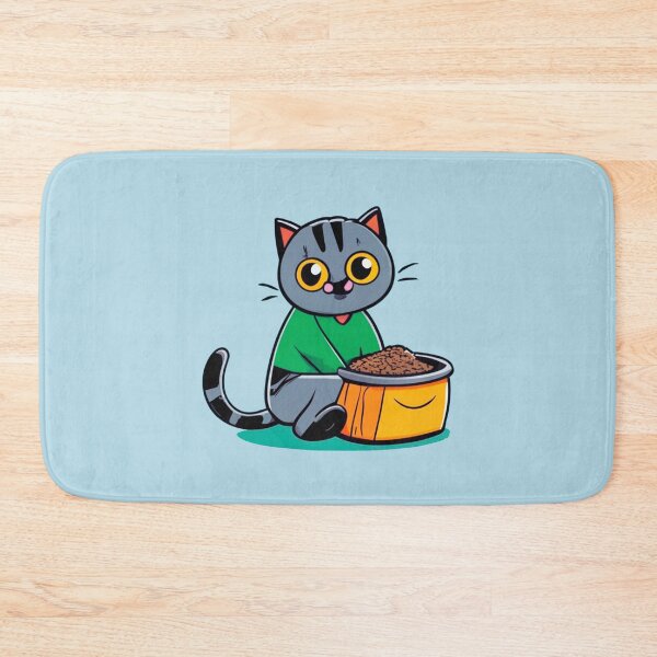 Item preview, cute and smiley gray cat sitting in its cat litter box designed and sold by The  Knick Knack Nook.