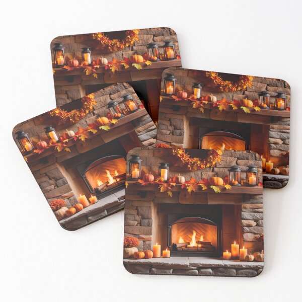 Item preview, Cosy autumn fireplace, Cozy fall fireplace designed and sold by DreamlifeBackgrounds.