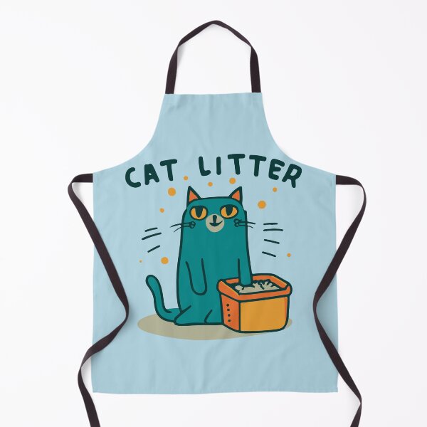 Item preview, cute and smiley blue cat sitting in its cat litter box designed and sold by The Knick Knack Nook.
