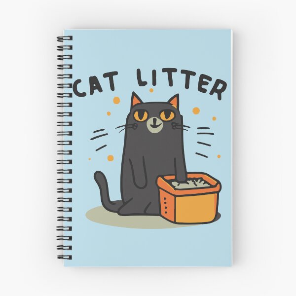 Item preview, cute and smiley black cat sitting in its cat litter box designed and sold by The  Knick Knack Nook.