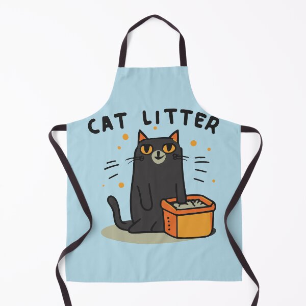 Item preview, cute and smiley black cat sitting in its cat litter box designed and sold by The Knick Knack Nook.