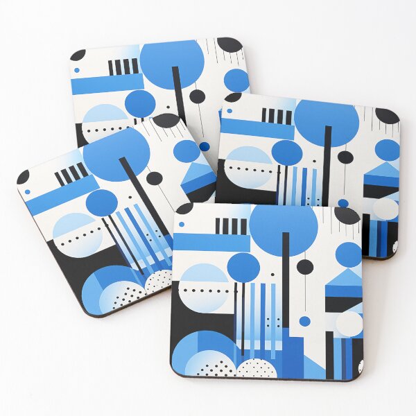 Item preview, Minimalist Geometry: Stark Contrast in Black, White, and Blue Accent designed and sold by PaintbrushPlace.
