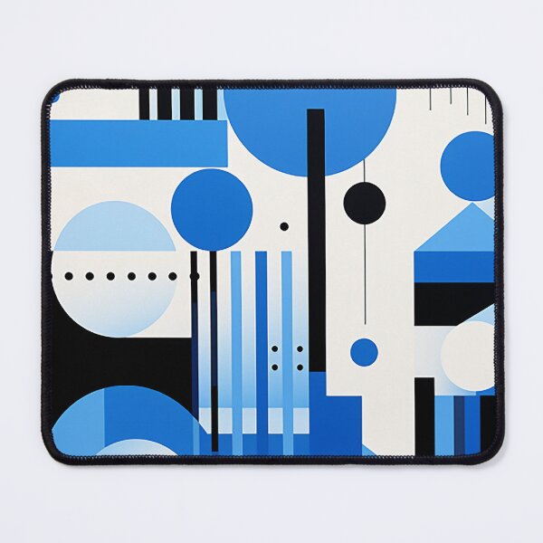 Item preview, Minimalist Geometry: Stark Contrast in Black, White, and Blue Accent designed and sold by PaintbrushPlace.