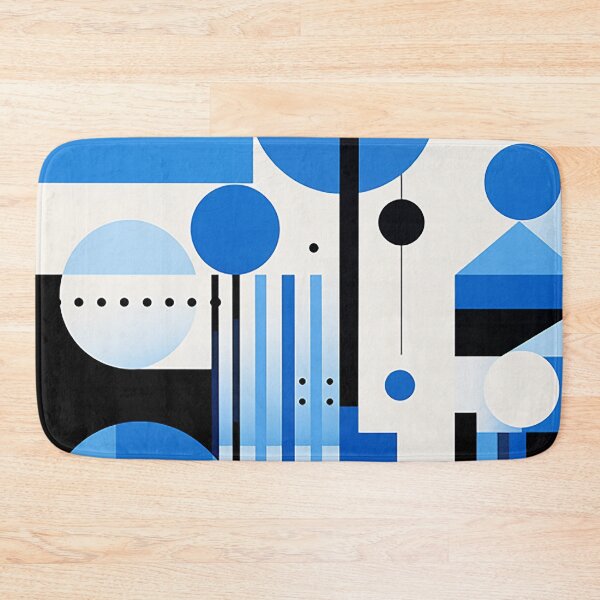 Item preview, Minimalist Geometry: Stark Contrast in Black, White, and Blue Accent designed and sold by PaintbrushPlace.