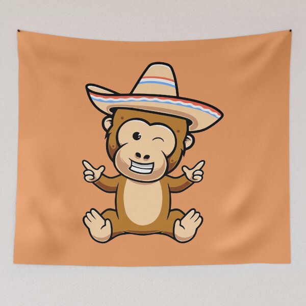 Item preview, Cute monkey with mexican hat cartoon illustration designed and sold by cubbone.