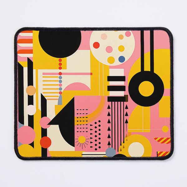 Item preview, Vibrant Deco Reverie: Pink & Yellow Abstract Art with Bold Geometry designed and sold by PaintbrushPlace.