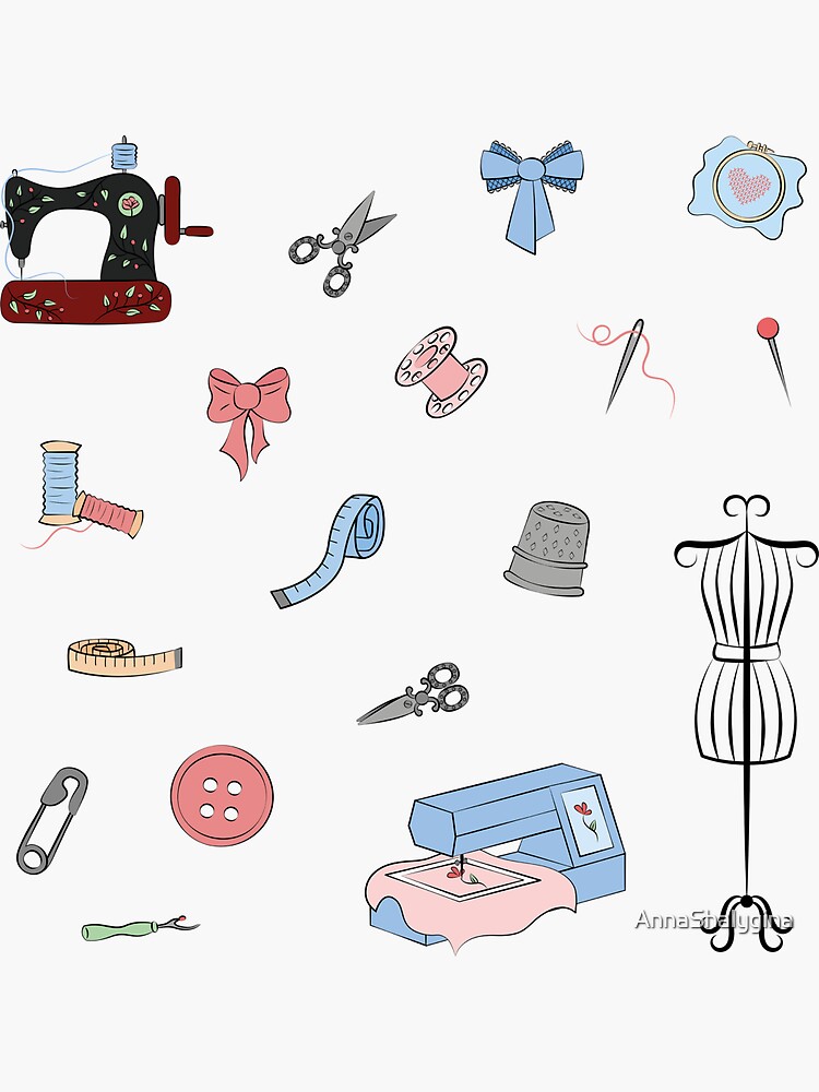 Sewing and Embroidery Stickers Pack Sticker for Sale by AnnaShalygina