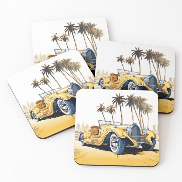 Item preview, Retro Yellow Duesenberg- digital art designed and sold by inkArtistryfine.