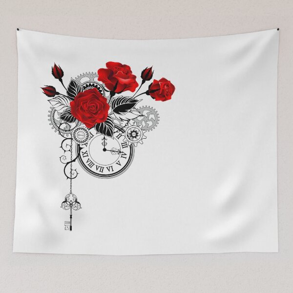 Item preview, Design with Red Roses and Clock designed and sold by Blackmoon9.