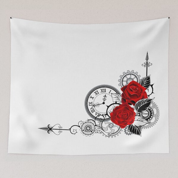 Item preview, Corner Composition with Clock and Red Roses designed and sold by Blackmoon9.