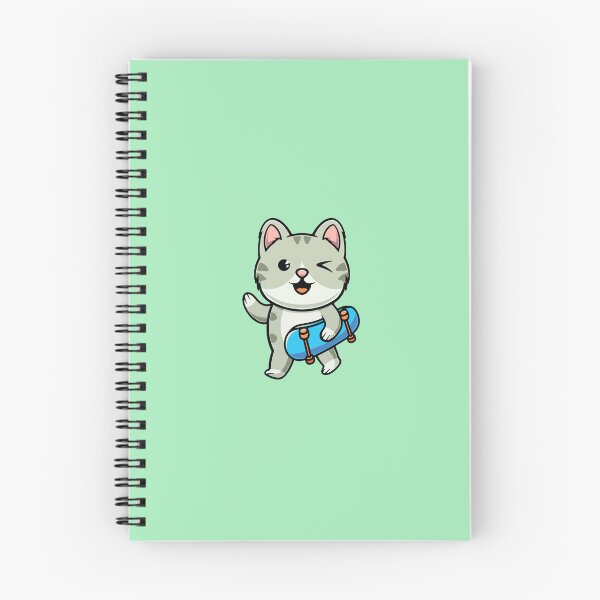 Item preview, Happy cat playing skateboard cartoon illustration designed and sold by cubbone.