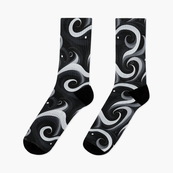 Item preview, Abstract Pattern - Black and White Swirls Socks designed and sold by IntristedAI.